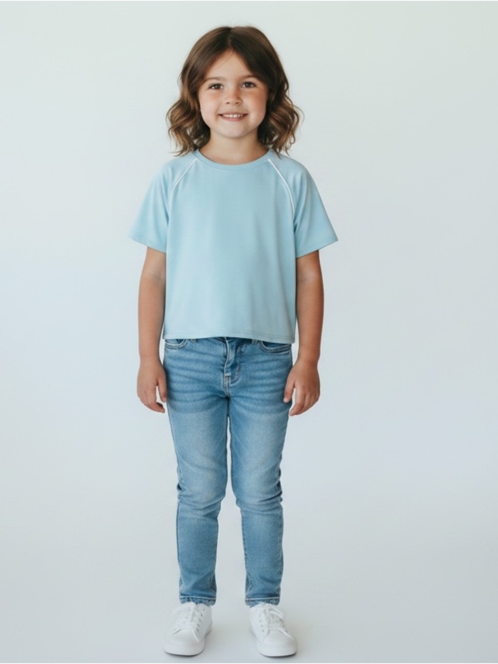 Members Mark Girls Light Blue Raglan Short Sleeve Tee NWT 7/8 Medium